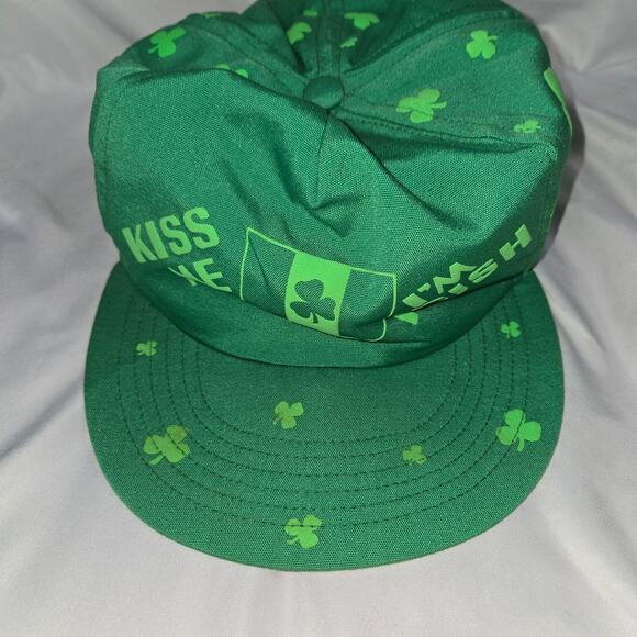 Vintage Kiss Me I'm Irish St. Patrick's Day Hat Snapback Green Dad Trucker Hat - Picture 5 of 9